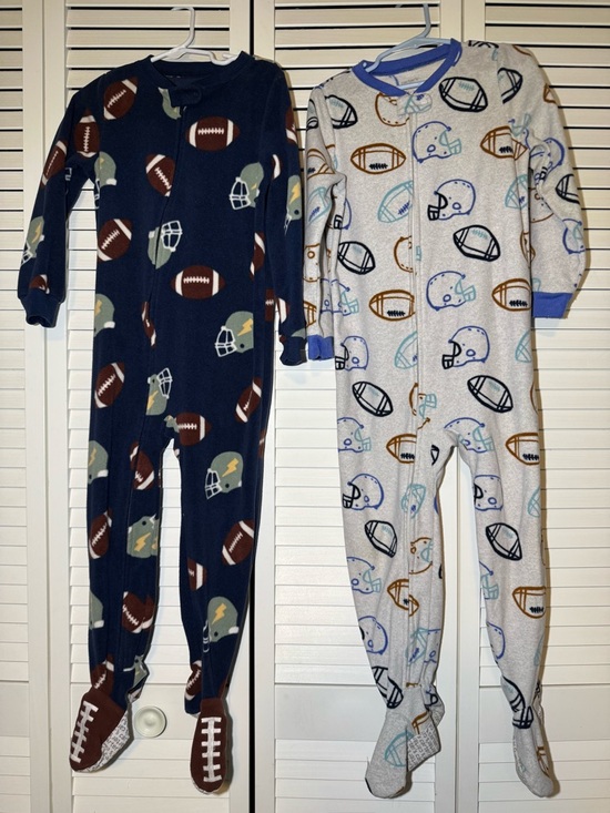 Carter's Other - 2 Carter’s Football Footed One-Piece Fleece Carter’s  Pajamas